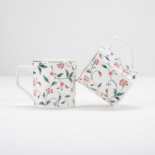 Image of GOLDEN QUEEN'S Tea Cups Set of 6 | Ideal for Everyday Tea and Coffee, Enhancing Your Daily Rituals | Handcrafted & 24K Gold on Rim - Blush & Pink Charm