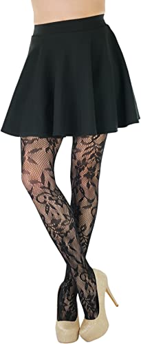 Image of ToBeInStyle Women's Elegant Floral Lace Inspired Spandex Net Full Length Tights
