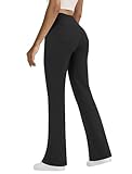 SEAJOJO Yoga Pants with Pockets for Women, High Waist Tummy Control Bootcut Flare Leggings Workout Work Pants Black