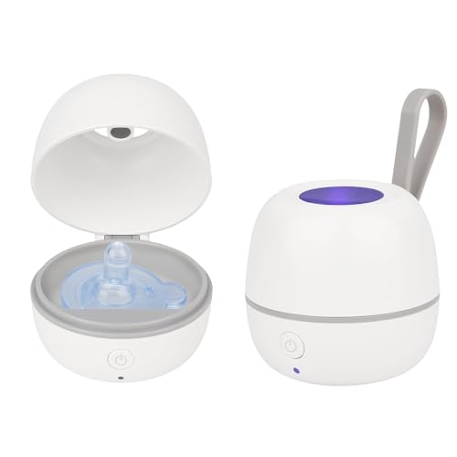 Portable UV Dummy Steriliser 3-Min 99.99% Sanitisation Type-C Rechargeable Mini Pacifier Disinfection Box 400mAh Battery Travel Sterilizer for Baby Bottle Pacifier