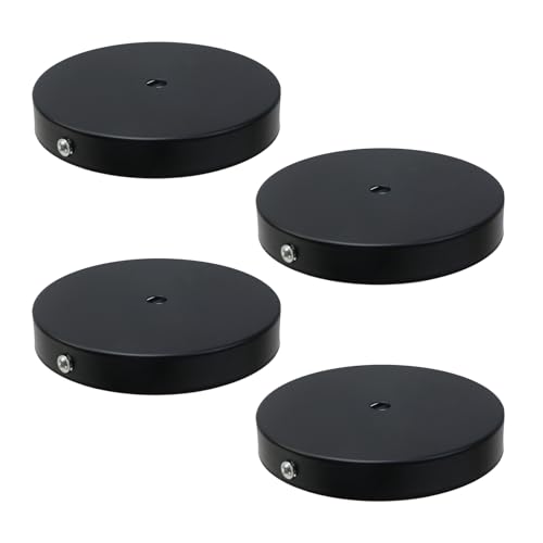 Listado de Bases para lámparas al mejor precio. 42 Pastlla - Juego de 4 soportes para lámpara de techo de 4.7 pulgadas, base de chasis, soporte para lámpara colgante, accesorios de luz, decoración moderna, color negro