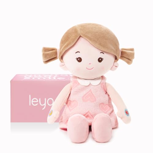 LeyaDoll 12 Soft Baby Doll for 1 Year Old Toddler Girls - My First Interactive Talking Doll with 5 Emotional Sounds Lullaby Music & Reversible Dress for Sleep Routine Birthday Gift