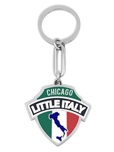 Little Italy Chicago Keychain – Italian Flag Shield Pendant with Italy Map – Chicago Souvenir...