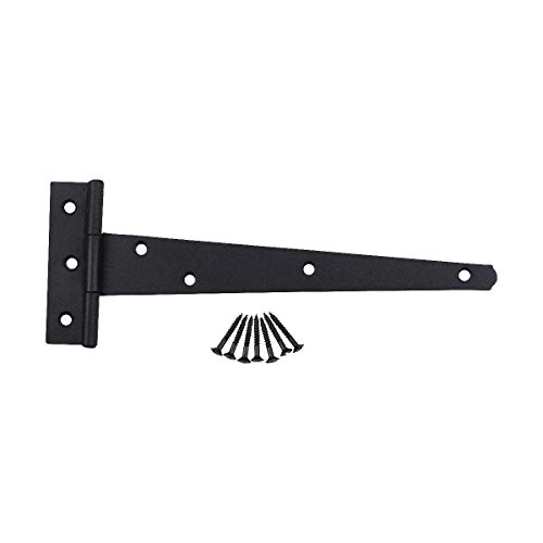 Renovators Supply Manufacturing Black T Strap Shed Door Hinge 9 Inch Rustic Flush Mount Cast Iron Barn Door Shed Hinge With Hardware, Pack Of 10 #TOP2
