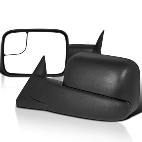 Spec-D Tuning Black Power Heated Manual Fold Towing Mirrors Compatible with 1998-2001 Dodge Ram 1500, 1998-2002 Ram 2500 3500 Left + Right Pair