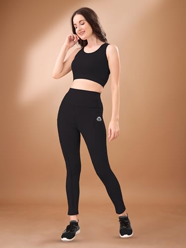 Image of High-Waist Leggings with Phone Side Pocket, Gym wear Track Suit, Women's 2-Piece Workout Set, Sports Bra, Co-ord, Sports Running Suits, Yoga Wear