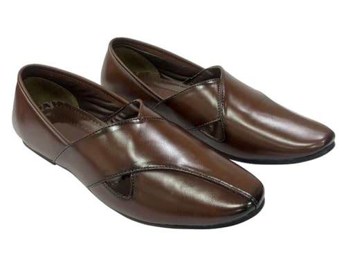 Punjabi Jutti for Mens Indian Shoes Sherwani Shoes Brown Breathable Comfort Loafers3