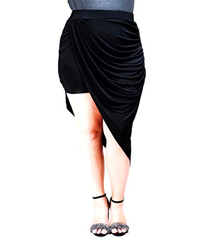 Sexsy Verona Couture Womens Plus Size Asymmetrical Pencil Modern Black Skirt 1X 2X 3X 4X4