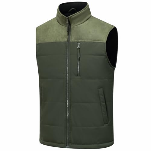 Image of Msmsse Men's Outerwear Vests Winter Quilted Padded Vest Gilet Stand Collar Warm Puffer Vest