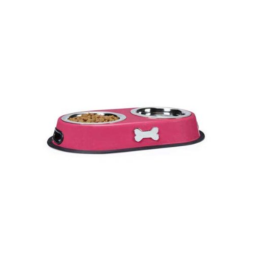 Proselect Twin Diner for Pets, 16-Ounce, Pink