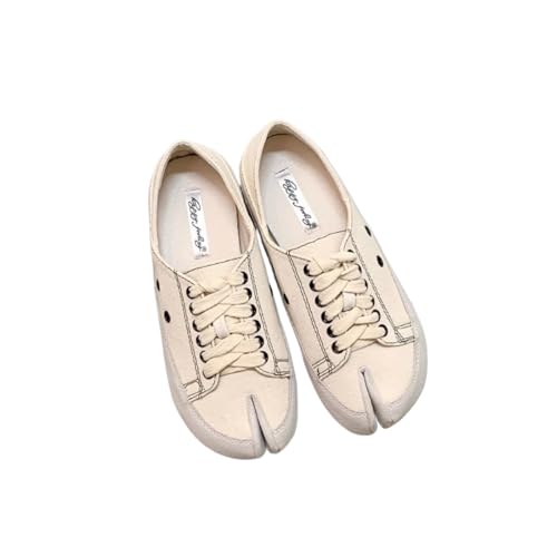 Tabi Shoes Flats for Women Split Toe Wide Width Lace-up Convenient Breathable Comfortable Casual Round Toe Retro Y2K Sneakers Dress Spring Summer Fall Indoors Outdoors