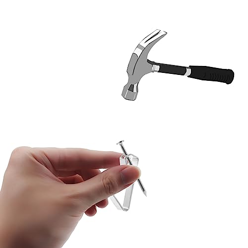 Image of 100 Piece Picture Hanging Kit with 30LB Heavy Duty Hooks, Silver Metal with Nickel Coating, Nail Down Installation, Suitable for Wood, Drywall, Plaster