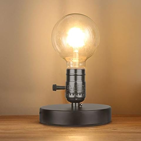 Zevnico Vintage Table Lamp Base Only Without Shade, Mini Basic Edison Exposed Light Bulb Stand, E26 E27 Short Edison Desk Lamps for Small Spaces with 5.75' Cord ON Off Switch & Plug in (Matte Black) Cover