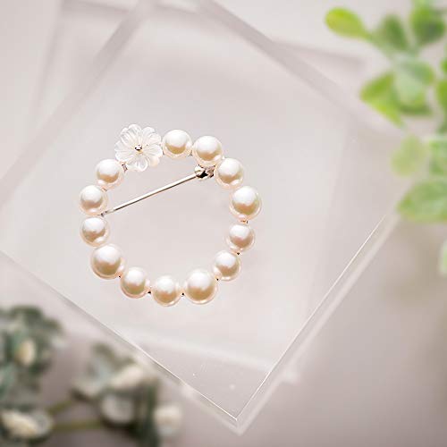 Japanese 6.0-7.0Mm Akoya Cultured Pearl Brooch For Women With Sterling Silver | Elegant Design Excellent Gift | Pearl Brooch #TOP1
