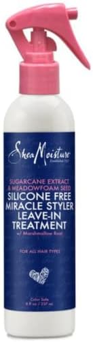 Shea Moisture Silicone Free Miracle Styler Leave In Conditioner Spray with Sugarcane Extract and Meadowfoam Seed, Unisex Leave In Treatment Detangler Spray, 8 Oz