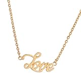 APLVFFZH 2x'LOVE' Palabra Colgante Collar Clavícula Cadena Mujeres Hombres Pareja Joyería Oro, multicolor, 2 piezas