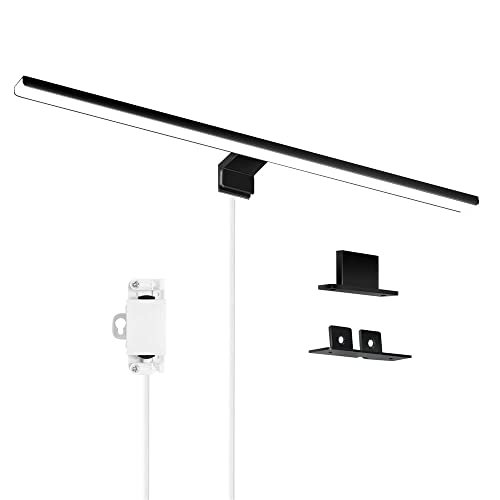 ERWEY 8W LED Lampe de Miroir Salle de Bain Noire 60CM 680LM, Applique Armoire de Toilette 6000K Blanc Froid, Luminaire Salle de Bain IP44, Lampe à Pince pour...