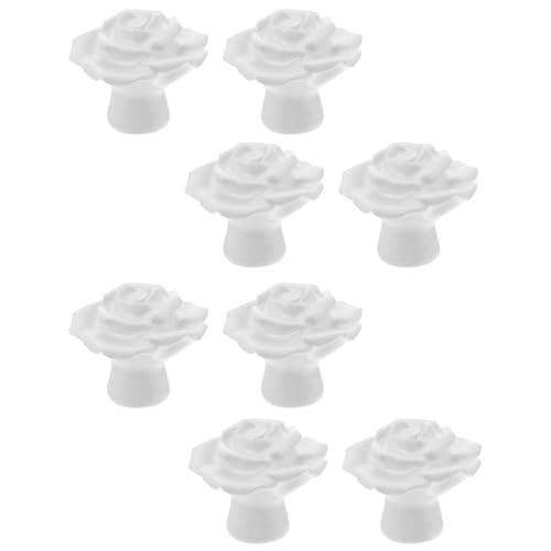 KOMBIUDA 8個 レトロローズ花柄セラミック製ドアハンドル 耐久性あるキャビネットノブ 食器棚やワードローブ用 おしゃれでモダンな取っ手