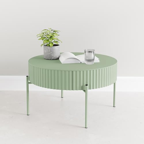 Table basse ronde avec tiroir 60 cm, [en.casa]