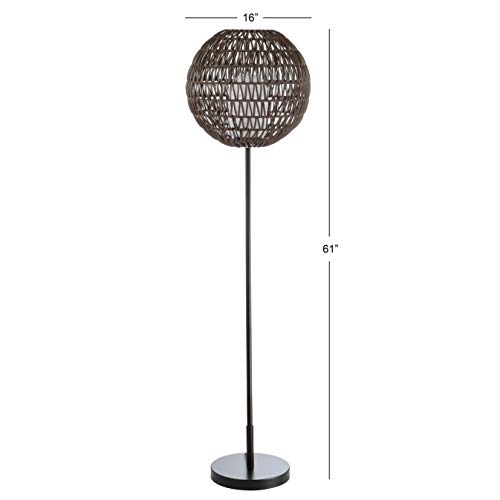 Jonathan Y Jyl6507A Bea 61" Outdoor Woven Globe Led Floor Lamp, Bohemian, Transitional, Scandinavian, Modern, Contemporary, Modern, Office, Bedroom, Living Room, Family Room, Dining Room, Coffee/Black #TOP2