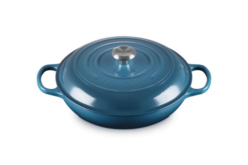 LE CREUSET Signature Sh.Casserole/braiser 30cm Deep Teal SS Knob