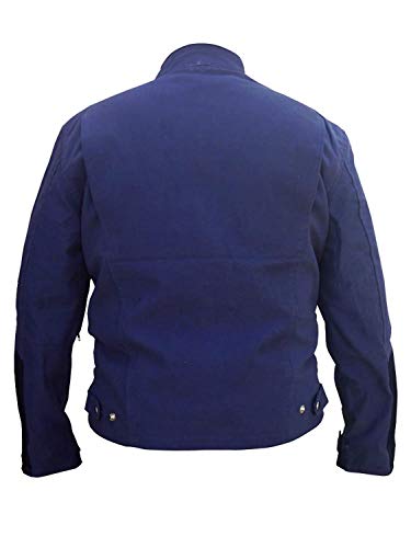 Men's Steve Rogers Perforated Biker Varsity Midnight Corduroy Blue Cotton Jacket3