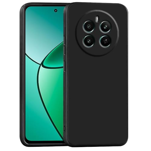 Image of Back Cover | Full Camera Protection | Premium Liquid Silicon Case | Flexible Bumper Case for Realme 12 Plus 5G / P1 5G / Narzo 70 5G / 70 Pro 5G (Black)