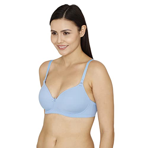 Image of Zivame Women's Polyamide Padded Non-Wired Casual 3 /4Th Coverage T-Shirt Bra (ZI1946FASHCBLUE0034C Blue 34C)