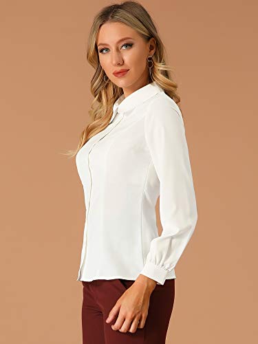 Allegra K Women's Peter Pan Collar Blouse Business Casual Long Sleeve Button Down Work Shirt4