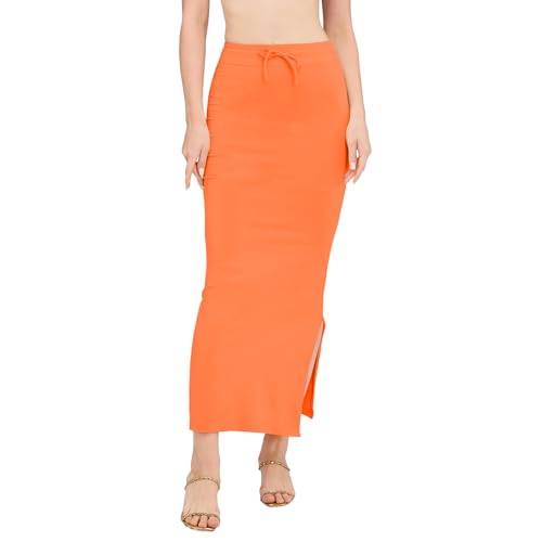 Image of DESI GIRL Cotton Lycra Stretchable Saree Shapewear Petticoat with Drawstring for Women | Fishcut Saree Petticoat with Side Slit for Easy Movement | Saree Shaper | Long inskirt