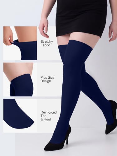 Image of Apoway 6 Pairs Plus Size Thigh High Socks Warm Thigh High Stockings Over the Knee Socks for Women, L-XXL
