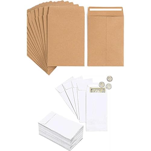 MARKQ Brown Coin Envelopes 6” x 4” 50PC + White Coin Envelopes 6” x 4” 50PC