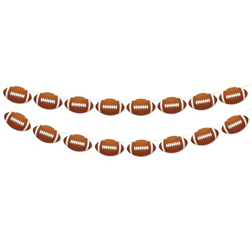 2 Pcs Football Party Decorations Football Banner Pre-Strung Football Hanging Garland Decor for Sports Themed Birthday Party Game Fans