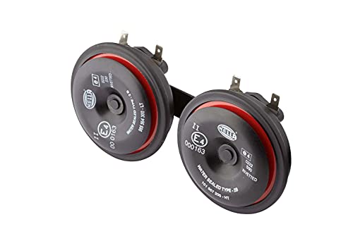 HELLA Signal Horn - STYLE HORN S90 SET - 12V - 111dB(A) - Frequency Range: 350/415Hz - High Tone/Low Tone - Electric - Flat Plug-in Connector - Quantity: 2-3AM 922 000-971
