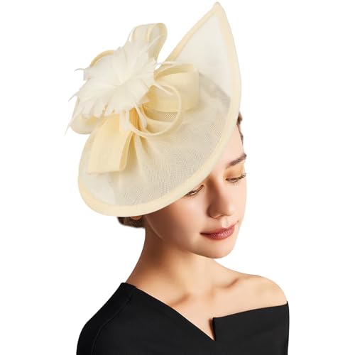 Image of DRESHOW Women Fascinator Hats Tea Party Hat Vintage Pillbox Hat Headband for Cocktail