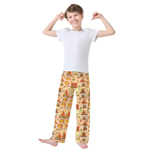 Honey Gnome Mushroom Boys Long Pants Soft Trousers Elastic Waist Kids Lounge Bottoms with Pockets S-XL2
