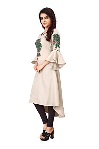 Image of Leriya Fashion Women's Slub Cotton Printed A-Line Kurti