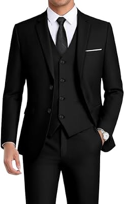 WEEN CHARM Suits for Men,3 Piece Slim Fit Suit Set with 2-Button Blazer,Vest,Pants,Tuxedo for Weddin...
