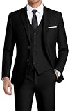 WEEN CHARM Men's Two Button Notch Lapel Slim Fit 3-piece Suit Blazer Jacket Tux Vest & Trousers Set