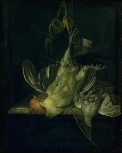Affiche un coq blanc mort Willem Van Aelst habillage mur vide
