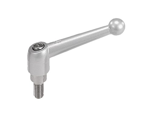 Kipp 06431-2063X15 Zinc/Stainless Steel Adjustable Handle, M6 Male Thread, Classic Ball Style, Metric, Silver Metallic Powder-Coated Finish, Stainless Steel Components, Size 2, 15 mm Screw Length