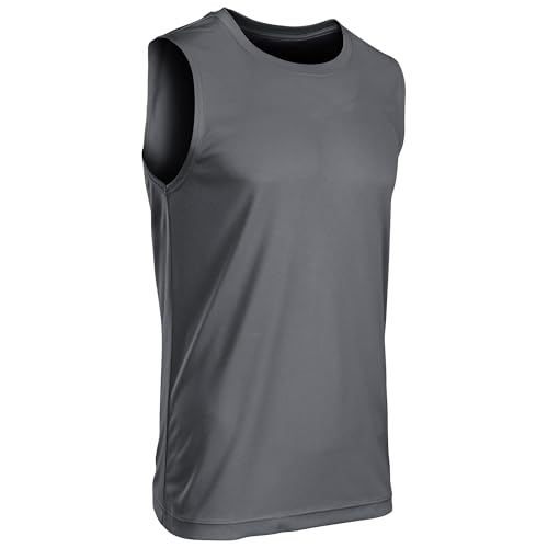 Vision Sleeveless Tee, Adult Large, Charcoal