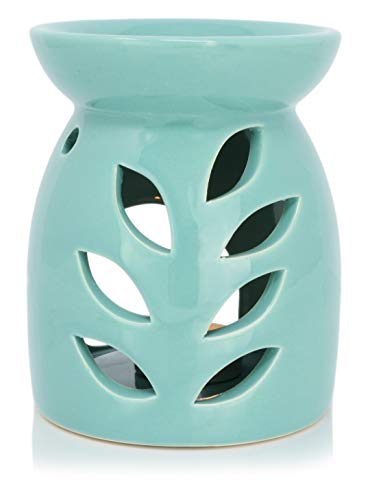 Piquaboo Bruciatore Cera Diffusore Olio Ceramica Tema Floreale (Turchese)