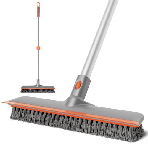 Eazer Floor Scrubber Brush, 2-in-1 Deck Scrubber Brush with Long Handle