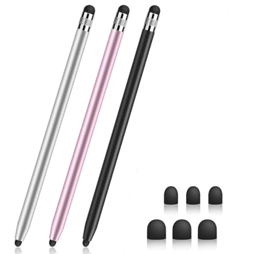 3 Pièces Stylet Universel pour écrans tactiles, 2 en 1 Stylo Tablette Ecran Tactile, Stylos pour écrans tactiles Para Tablette et Téléphones Portables, Stylo Compatible avec iPad, iPhone, Samsung
