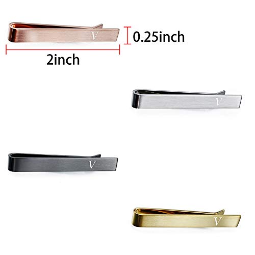 Image of HAWSON 2 inch Tie Clips for Men-Skinny Tie Bar Personalized Letter Tie Clip Set for Wedding Anniversary Business and Best Gift for Him