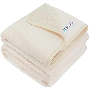 PetAmi Waterproof Dog Blanket for Medium Large Dogs, Pee Proof Pet Blanket Sherpa Fleece Couch Cover, Reversible Cat Throw Bed Sofa Protector, Soft Plush Washable Pad (Large 40×60, Beige)