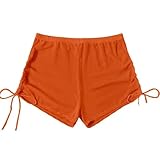 ZERAOKE Women's Sexy High Waist Light Beach Clear Mesh Swim Shorts Fashion Quick-Dry Bikini Shorts-Orange-XL