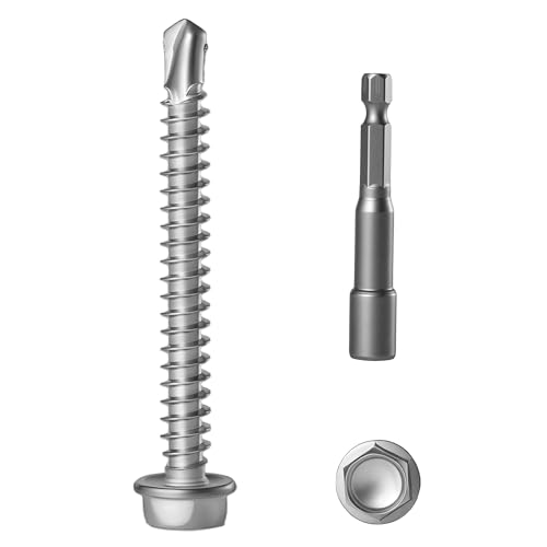 60 tornillos autoperforantes hexagonales 10x1.5 in acero miniatura 1