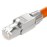 hb-digital 1x CAT 7 RJ45 Stecker Netzwerkstecker für starre LAN Kabel Verlegekabel Ethernet - werkzeuglos LSA - 10 Gbit/s AWG 22-24 vollgeschirmt STP 50μ vergoldete Kontakte